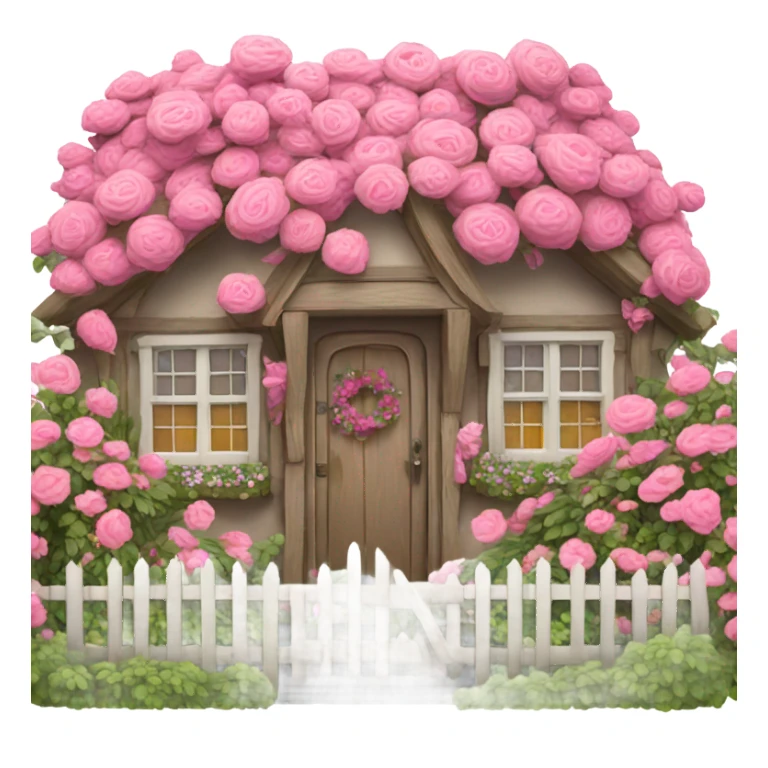 cottage with pink flowers sticker