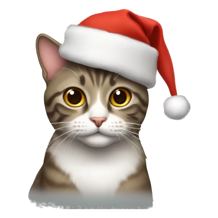 Cat wearing a Christmas hat sticker