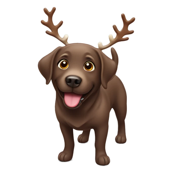 happy chocolate labrador with reindeer sticker