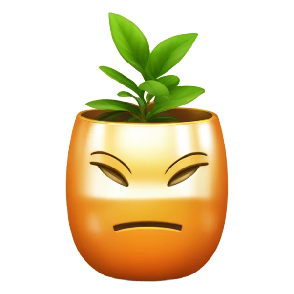 orange plant in gold pot sticker