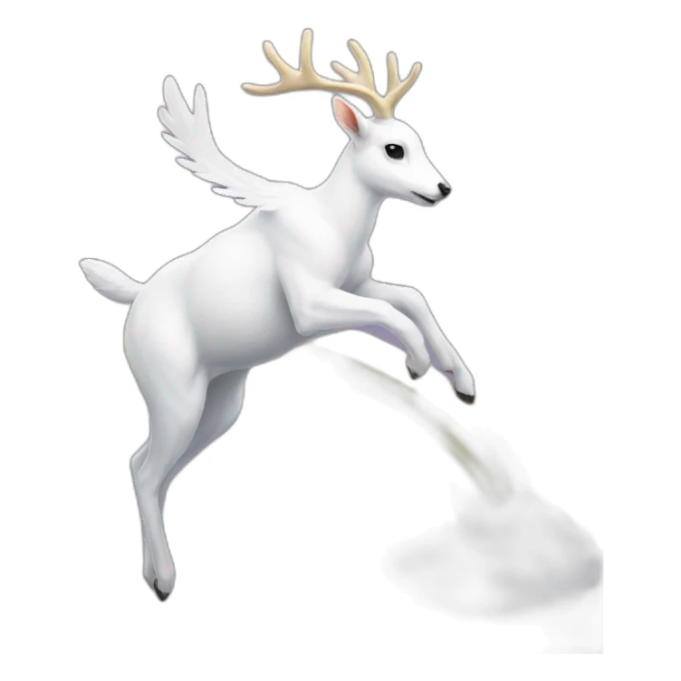 Flying white deer on the rainbow sticker