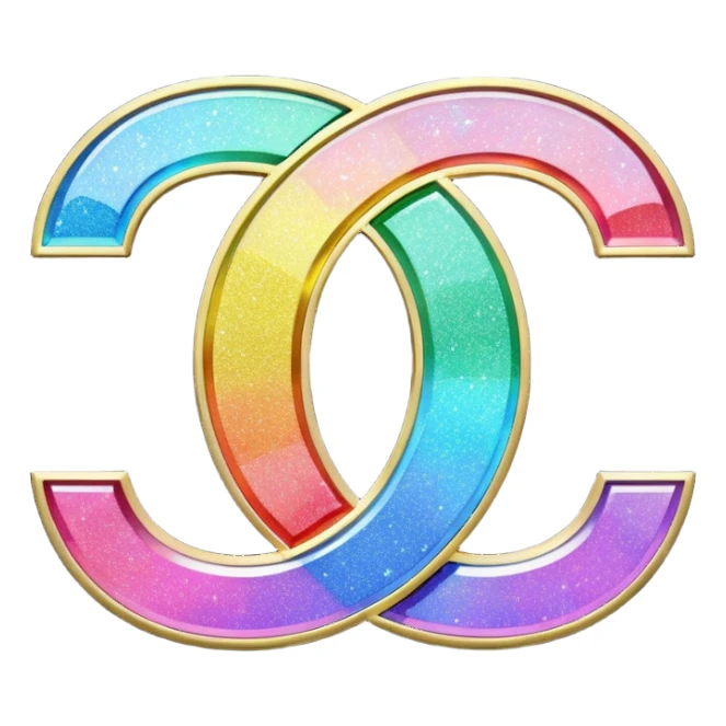 Rainbow effect holographic glitter chanel sign sticker