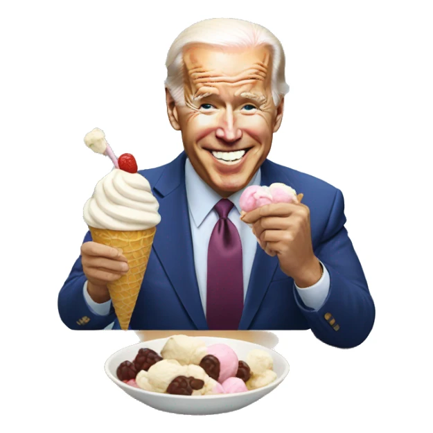 Joe Biden eating ice cream sticker