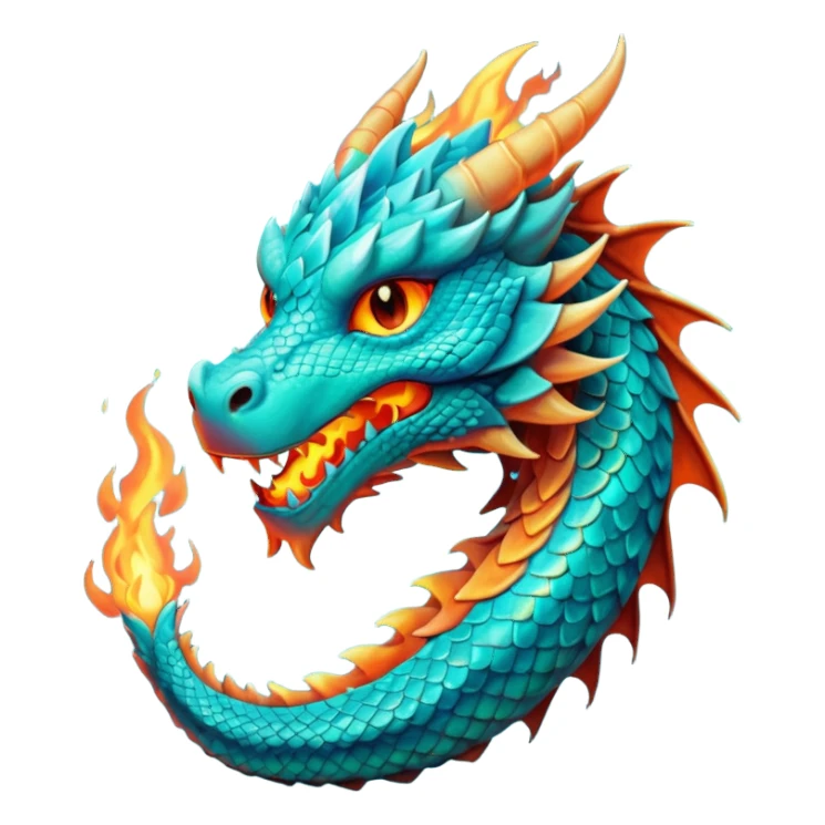 Dragon breathing turquoise fire sticker