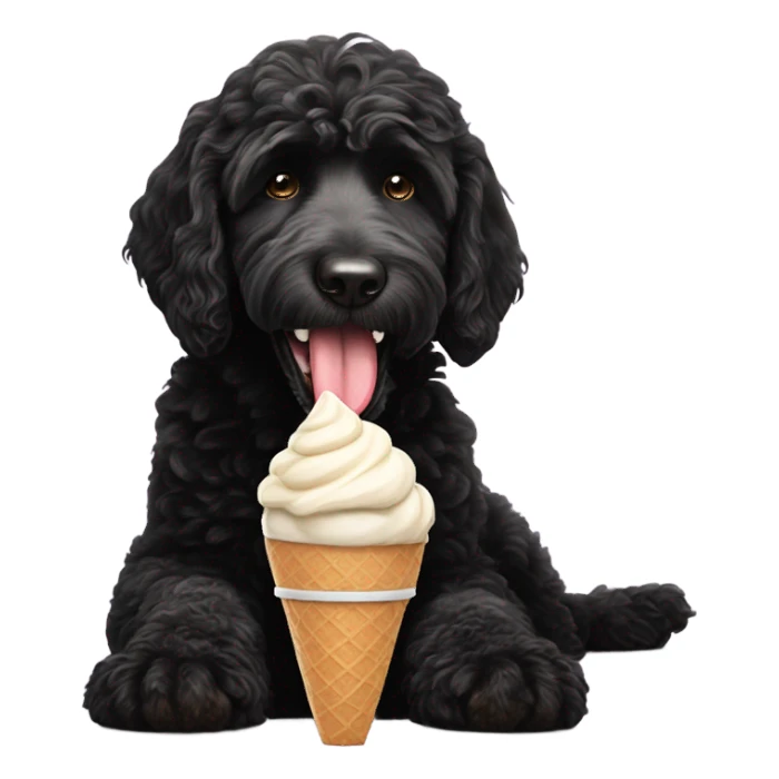 Black labradoodle with ice cream sticker