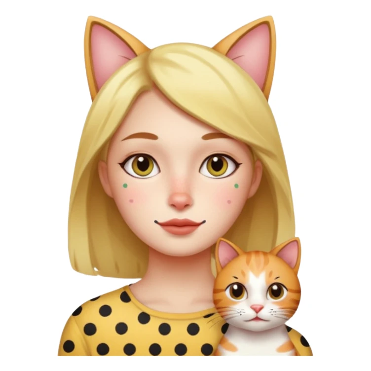 polka dots human body and cat face sticker
