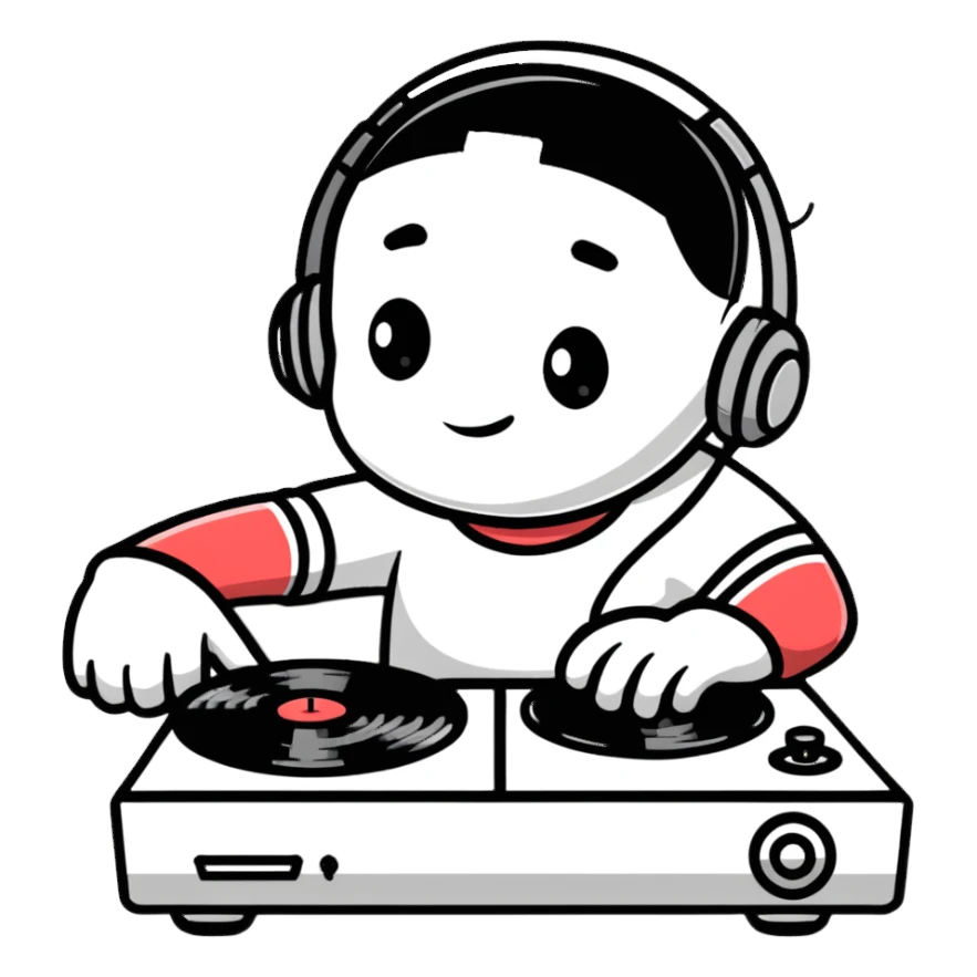 DJ mixing beats on turntables sticker