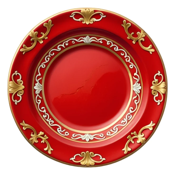 antique porcelain red plate  sticker