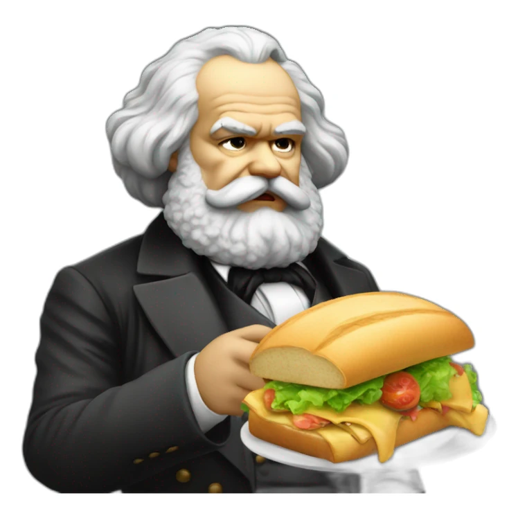 karl marx eating a sandwich sticker