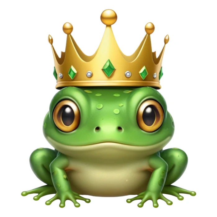 tiny frog wearing a crown that's too big, looking confused sticker