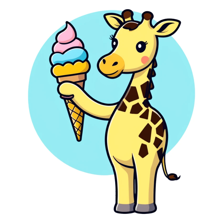 Giraffe with ice cream sticker