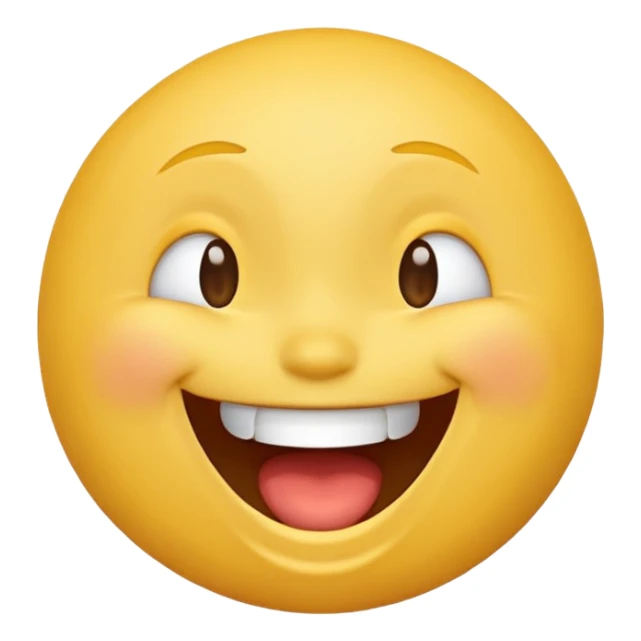 Emoji, yellow round laughing tilted head face sticker