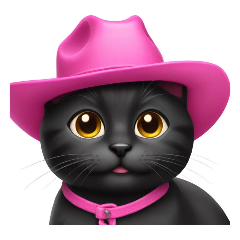 Cute black cat in pink cowboy hat  sticker