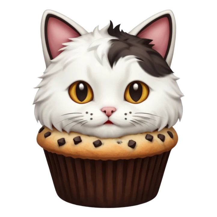 white and black cat eating a muffin sticker