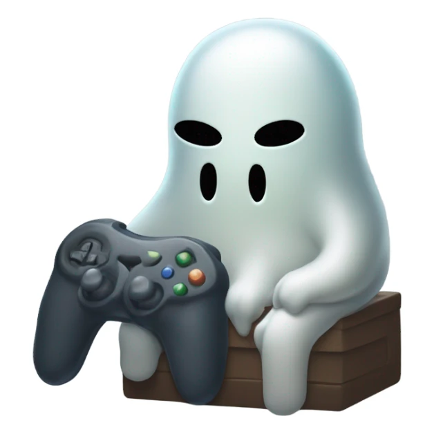 sad ghost playing video game sticker