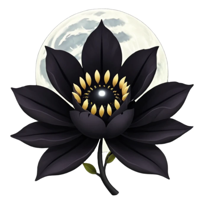 black blossom with black moon sticker