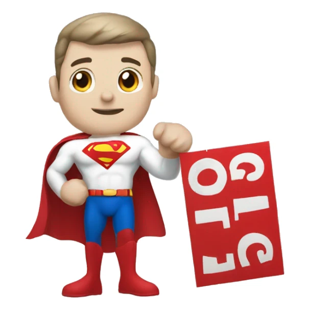 White Superman holding a sign sticker