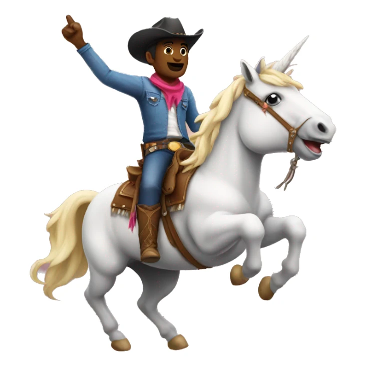 A cowboy riding a unicorn  sticker
