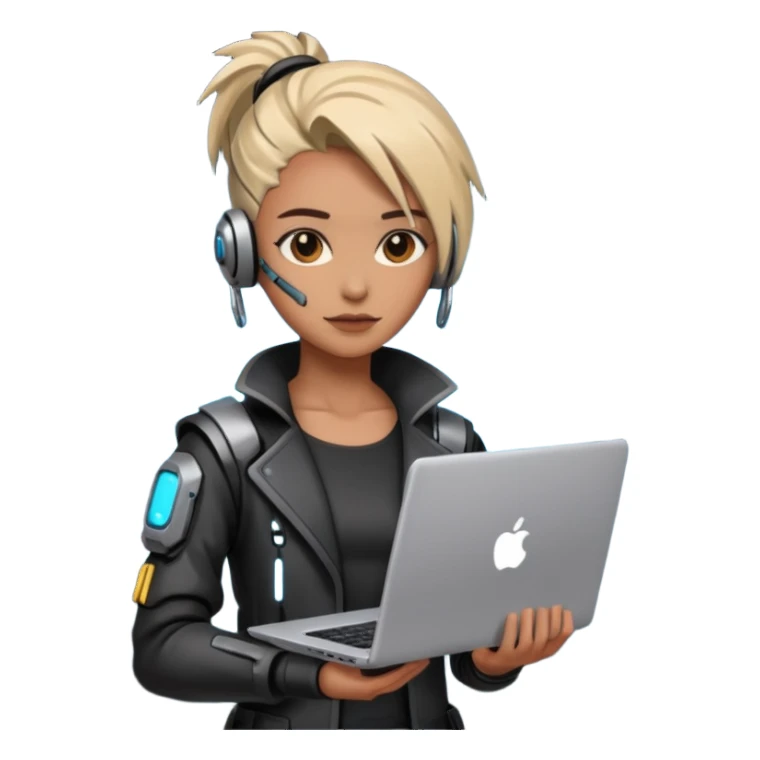 cyber punk holding laptop sticker