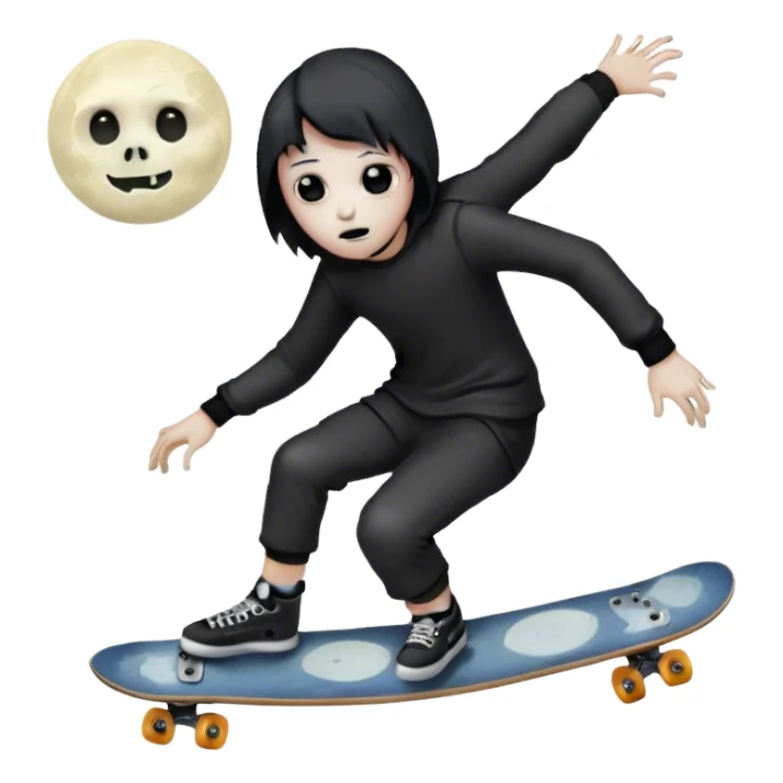  goth skater boi ghost sk8 boarding under a moon sticker