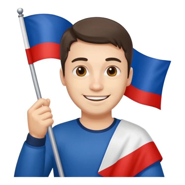realistic man with russian flag in hand sticker