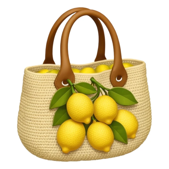 beige crocheted bag holding lemons sticker