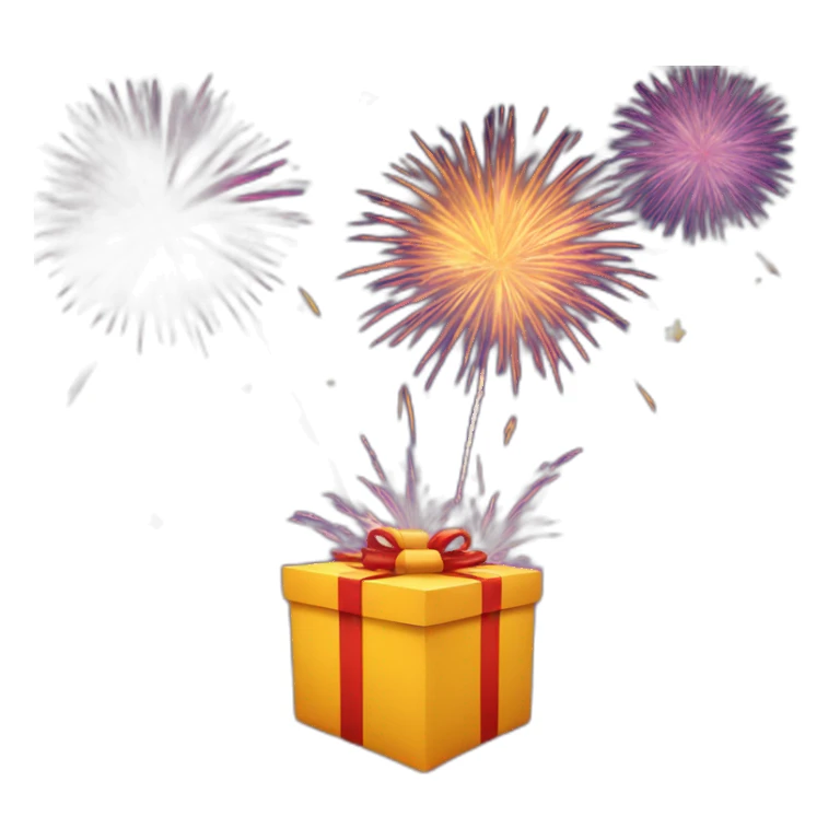 present with fireworks on the background sticker
