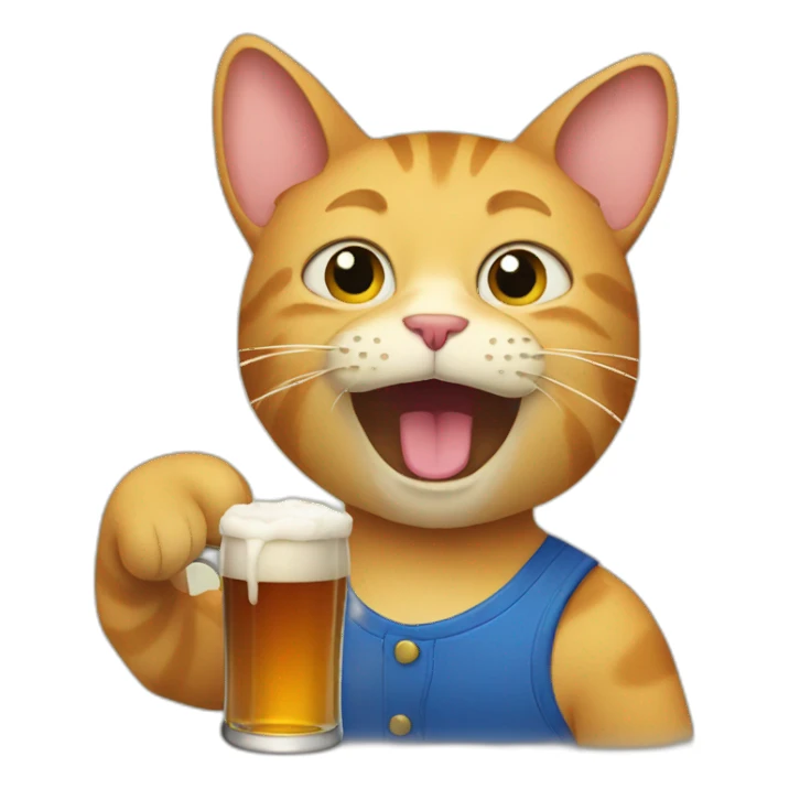 cat drinking beer sticker