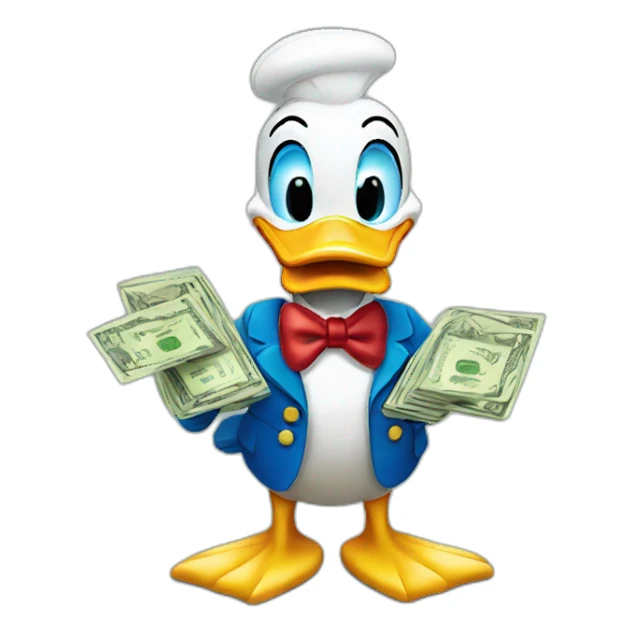 Donald Duck with money sticker