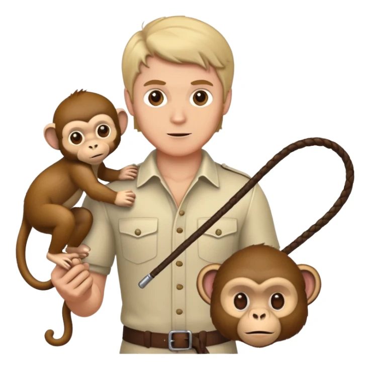 Whte man Holding whip on monkey  sticker