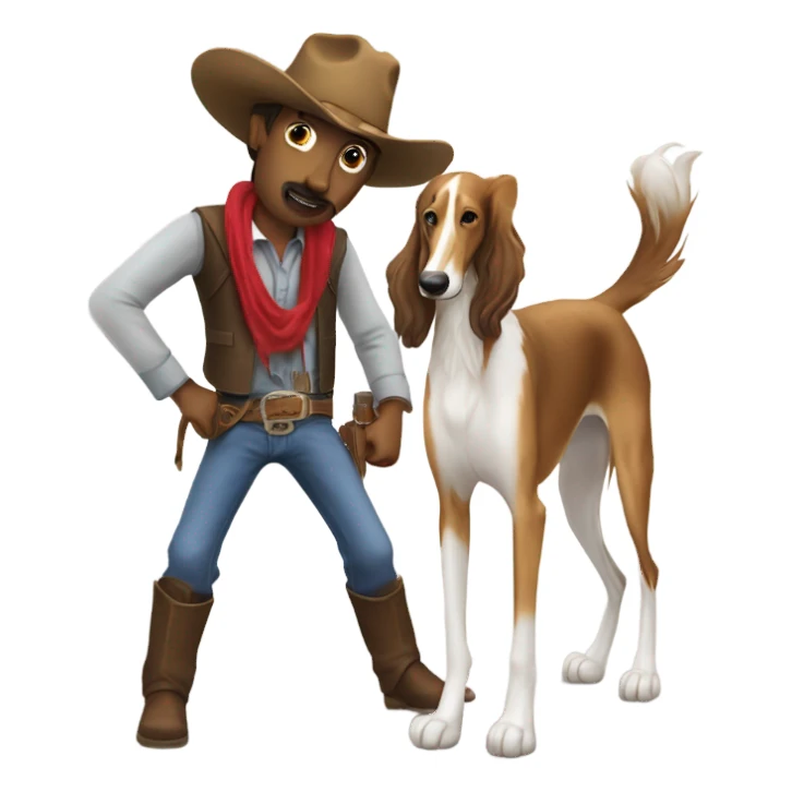 silken windhound with a cowboy sticker