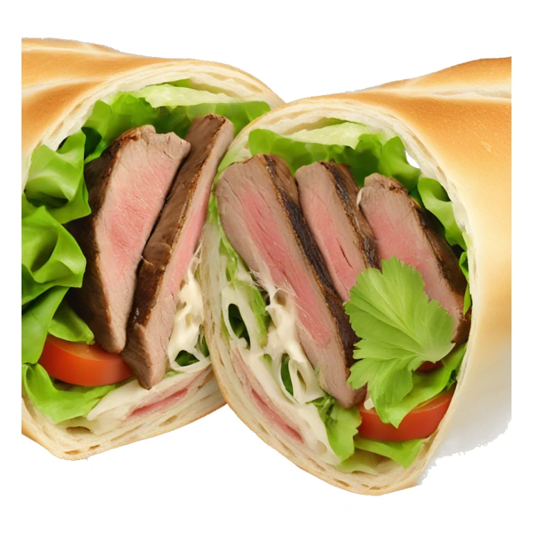 Steak tip caesar salad wrap on white bread sticker
