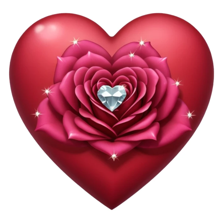 heart with a dark rose and diamond sticker