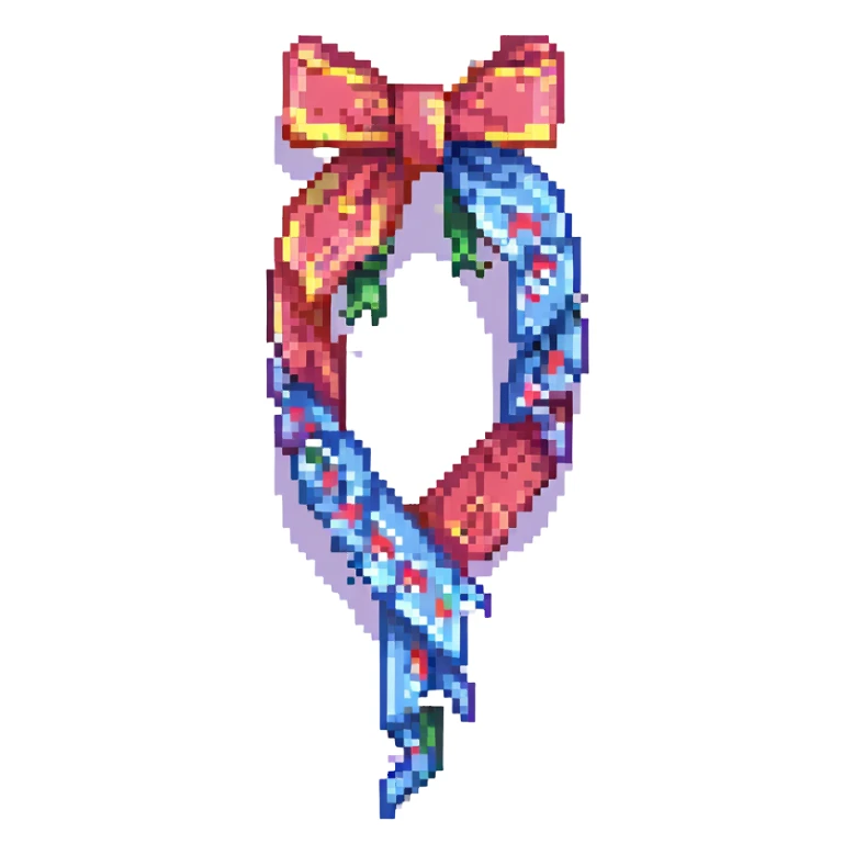 simple and colorful ribbon in pixel art style sticker