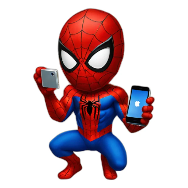 spiderman holding iphone sticker