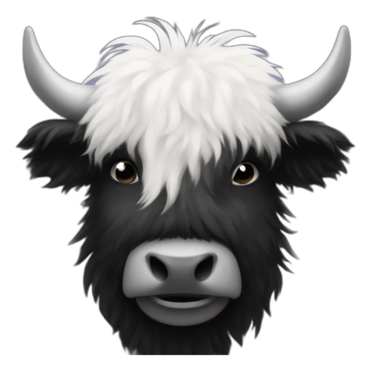 fluffy black and white yak sticker