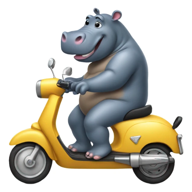 Hippo riding a scooter sticker