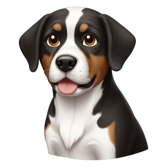 White and brown and black dog sticker