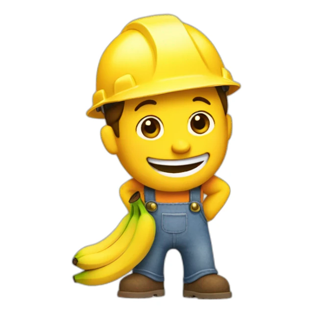 Bob the builder with a banana smile sticker