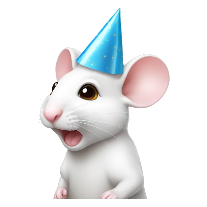 Cute white mouse wearing party hat sticker