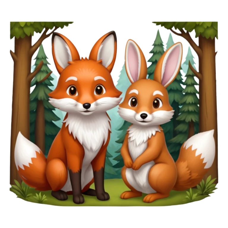 fox and rabbit sticker