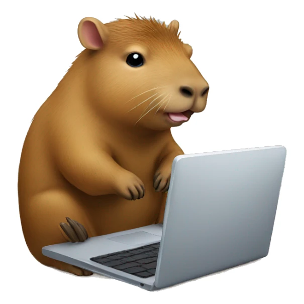 Capybara works at his laptop sticker