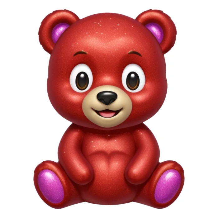 red glitter sweet bear Happy  sticker