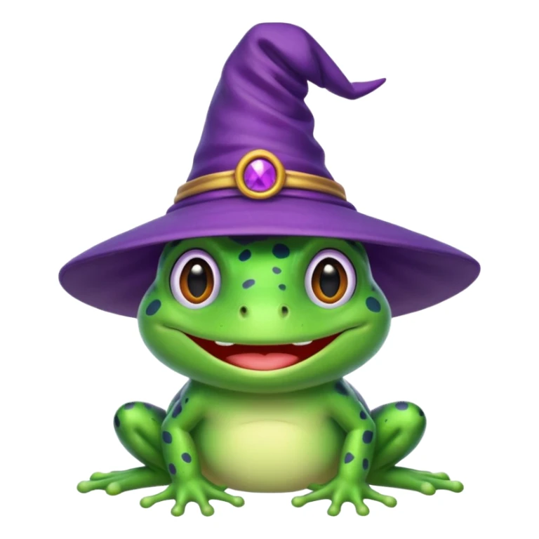 frog wear purple wicth hat sticker