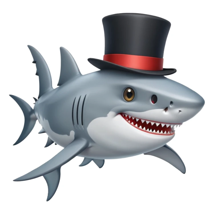 Shark with a top hat sticker