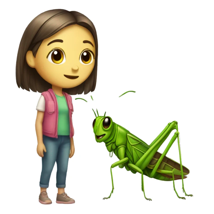 Grasshopper with a girl sticker