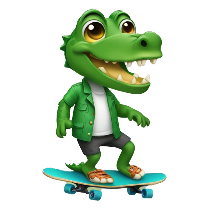 alligator on a skateboard  sticker