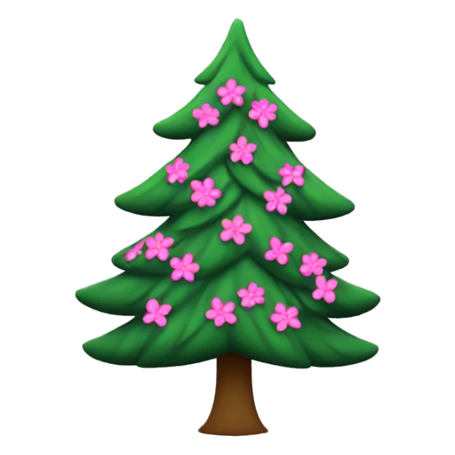 Christmas tree with pink flowers sticker