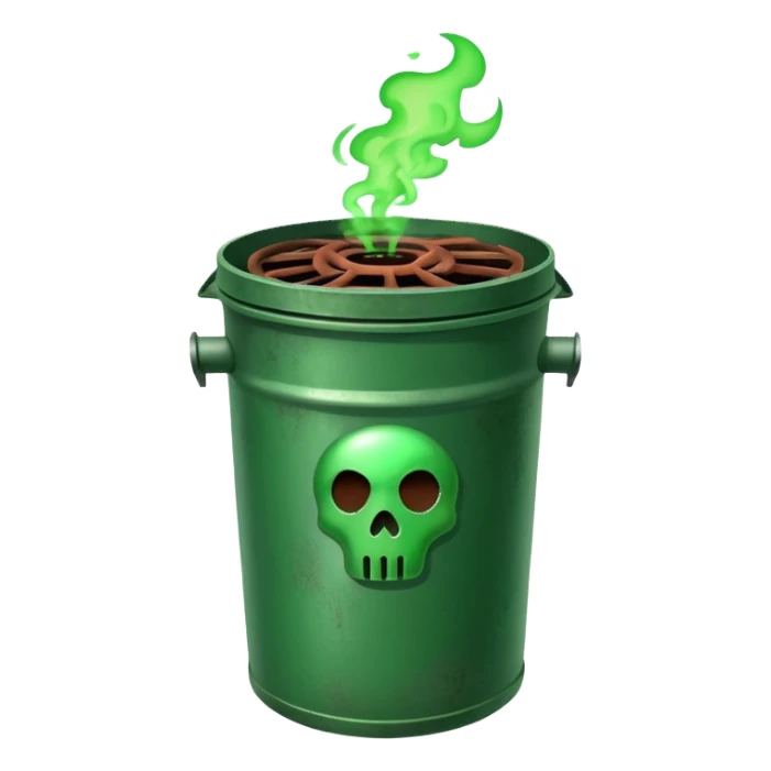trashcan emitting green gas sticker