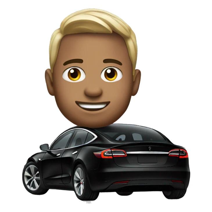 A guy in his model 3 black tesla sticker